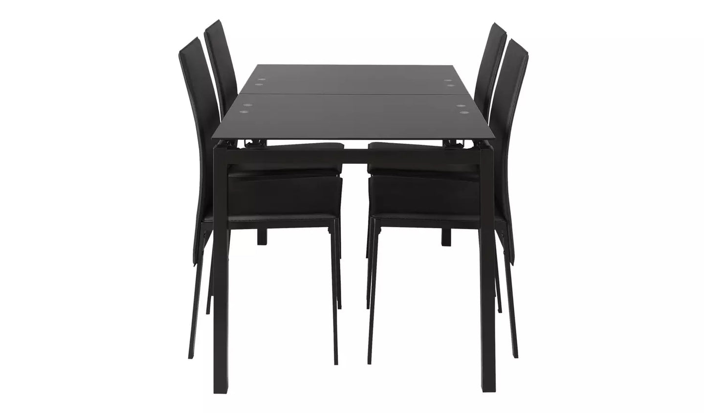 Lido Glass Extending Table & 4 Black Chairs